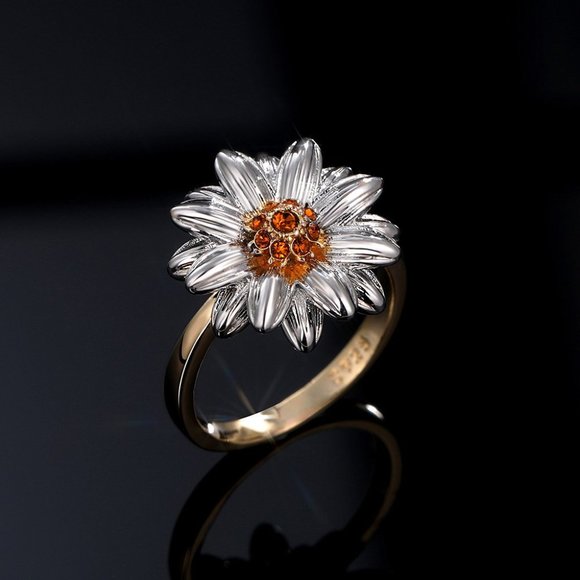 💥Summer Party Sweet Flower Thin Zircon Gold Rings for Women, MARR9144 - Picture 1 of 5